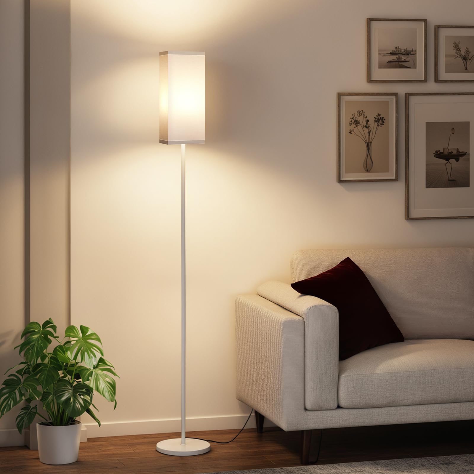 Set of 2 Floor Lamps for Living Room, Modern Tall Standing Lamps with Foot Switches, Bulb Not Included, 64.6'', for Living Room, Bedroom, Kids Room, ETL Listed, Beige and Black E07LDP205W1
