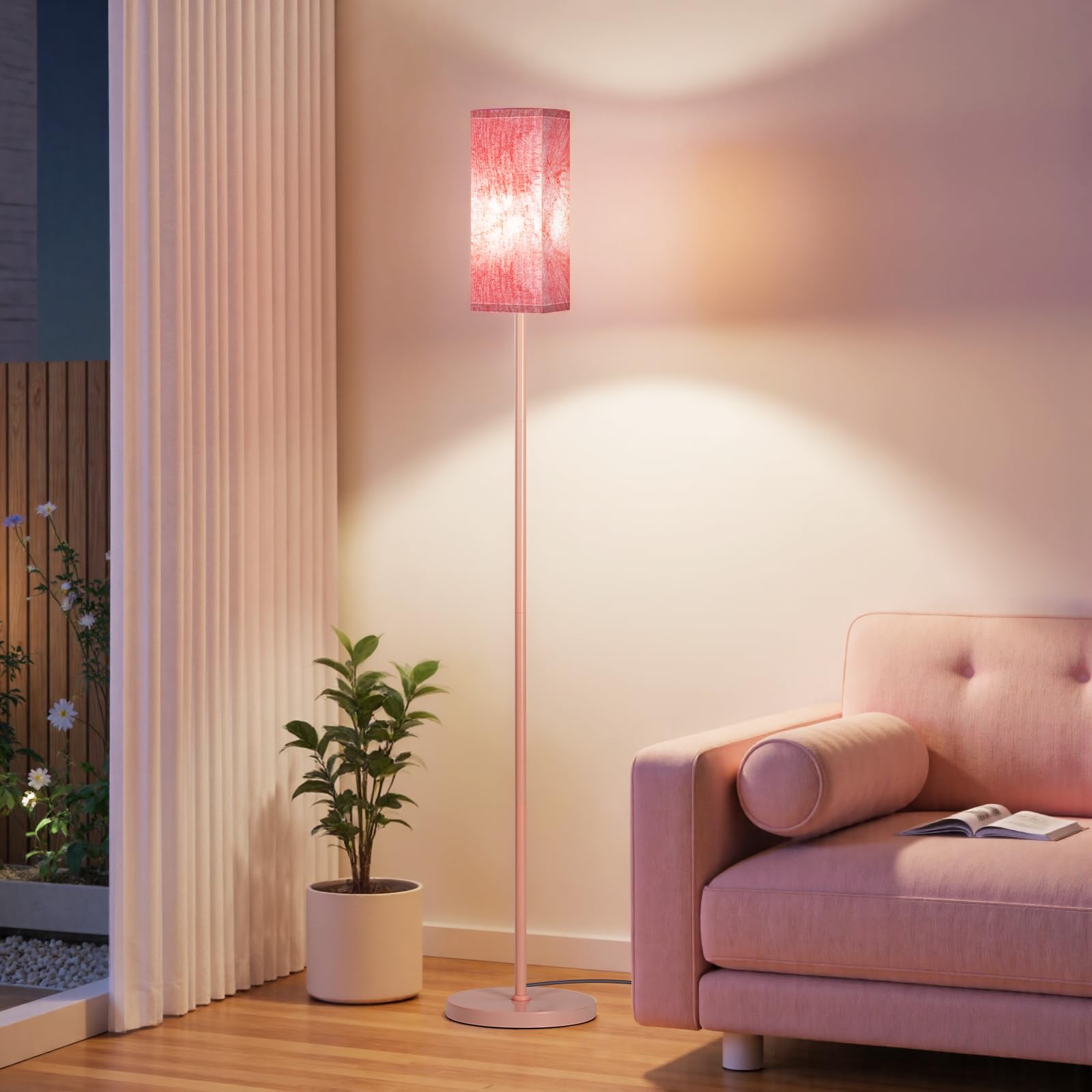 Set of 2 Floor Lamps for Living Room, Modern Tall Standing Lamps with Foot Switches, Bulb Not Included, 64.6'', for Living Room, Bedroom, Kids Room, ETL Listed, Beige and Black E07LDP205W1