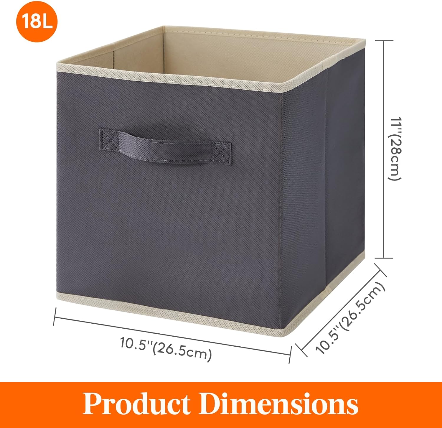 Lifewit Storage Cubes, Foldable Decorative Fabric Storage Baskets for Organizing Home Organizers with Handles for Shelves, Closet, 11 Inch Bins, 18L Gray, 12 Packs