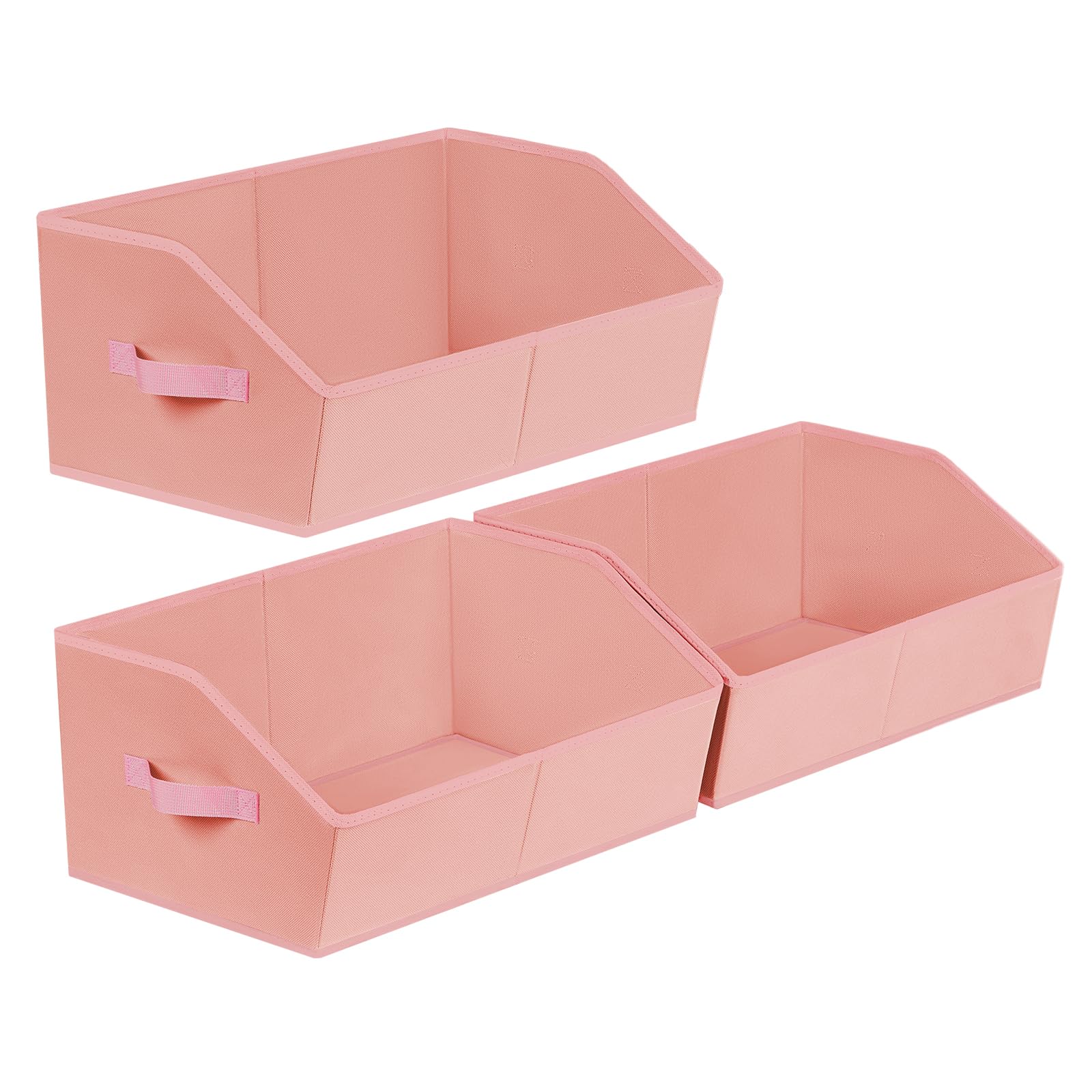 Closet Organizers Bins 6 Packs - Large Closet Shelf Organizer with Handles, Fabric Trapezoid Storage Bins, Collapsible Storage Cubes for Clothes, Towels, Light Gray