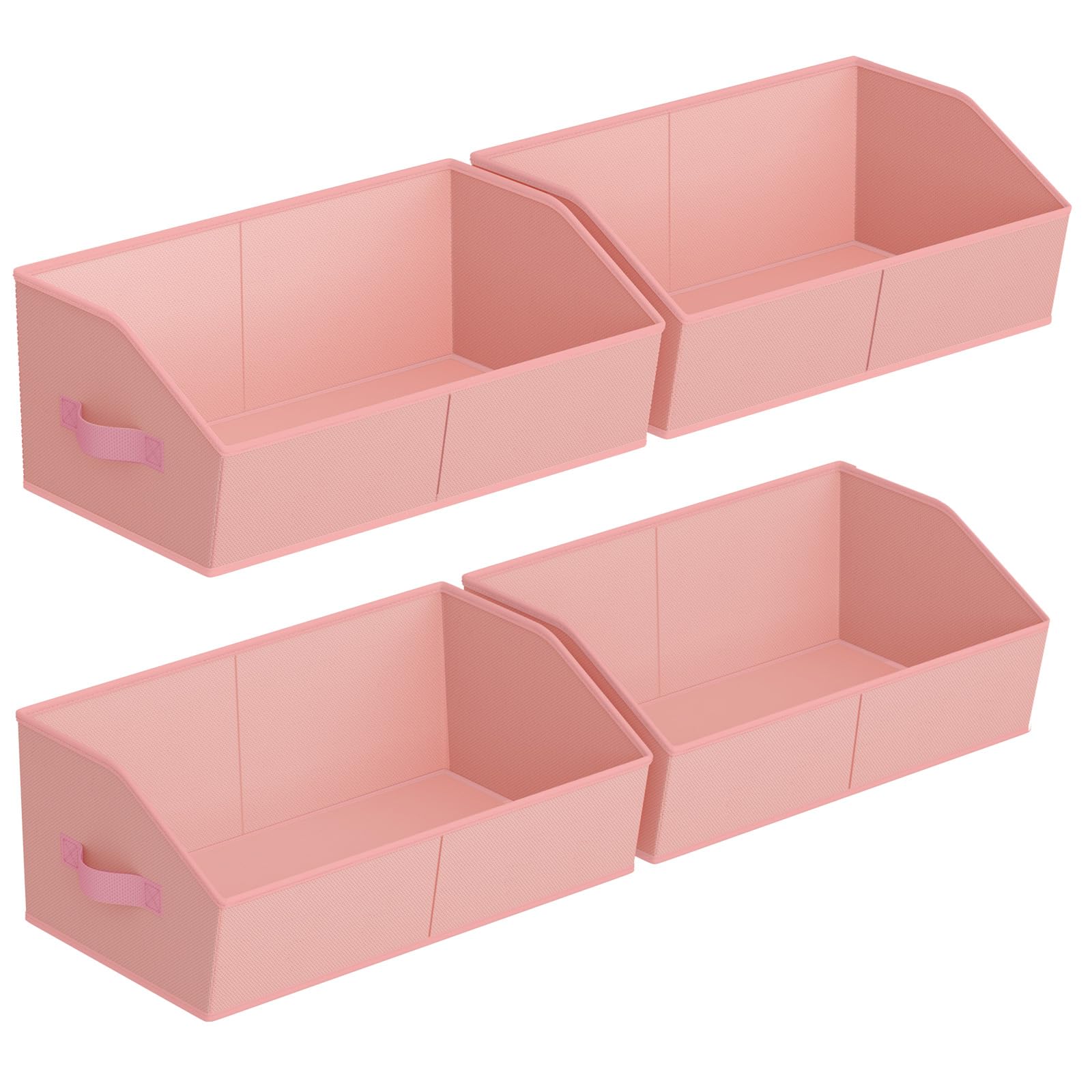 Closet Organizers Bins 6 Packs - Large Closet Shelf Organizer with Handles, Fabric Trapezoid Storage Bins, Collapsible Storage Cubes for Clothes, Towels, Light Gray