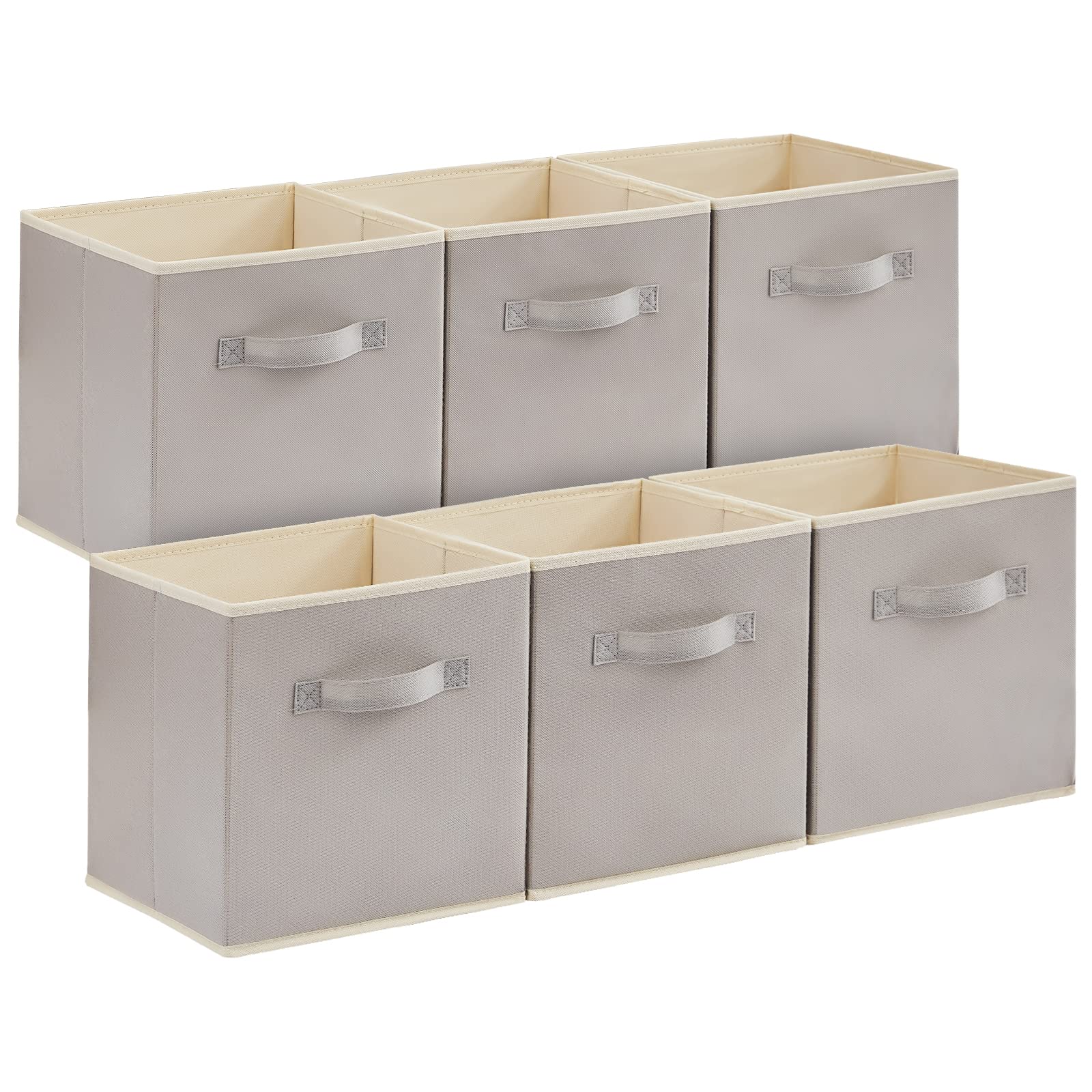 Lifewit Storage Cubes, Foldable Decorative Fabric Storage Baskets for Organizing Home Organizers with Handles for Shelves, Closet, 11 Inch Bins, 18L Gray, 12 Packs