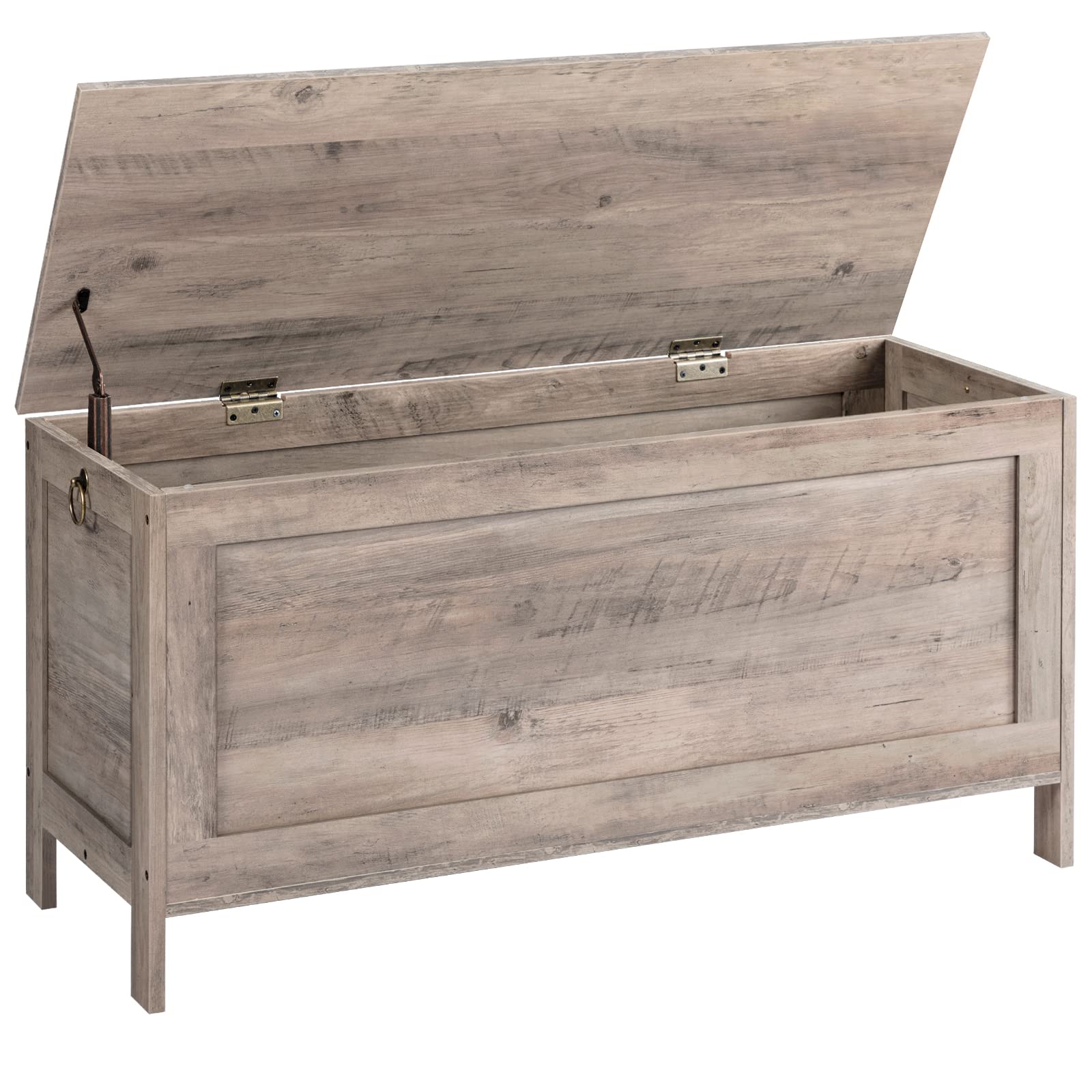 HOOBRO Toy Box, Retro Wooden Look Storage Chest with Safety Hinge, Entryway Storage Bench Supports 220 lb, 29.9 x 15.7 x 18.9 Inches Toy Chest Organizer, Easy Assembly (Rustic Brown) BF75CW01G1