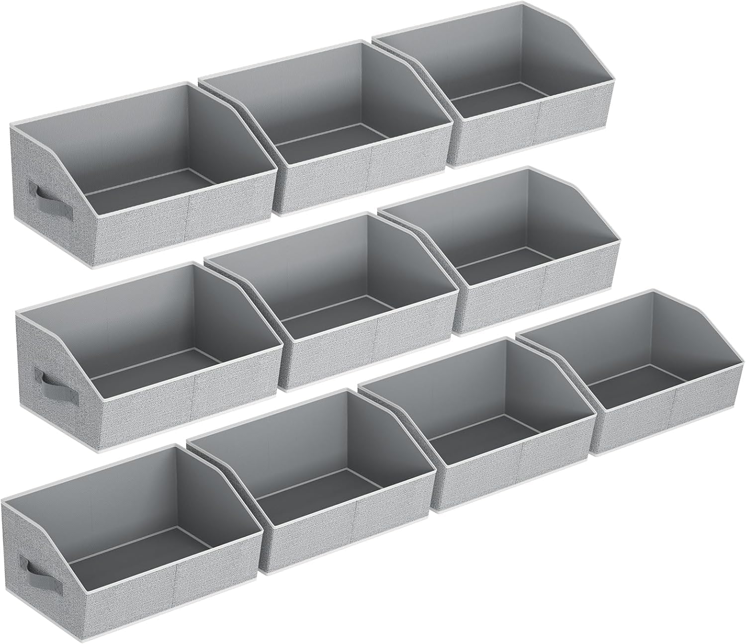 Closet Organizers Bins 6 Packs - Large Closet Shelf Organizer with Handles, Fabric Trapezoid Storage Bins, Collapsible Storage Cubes for Clothes, Towels, Light Gray