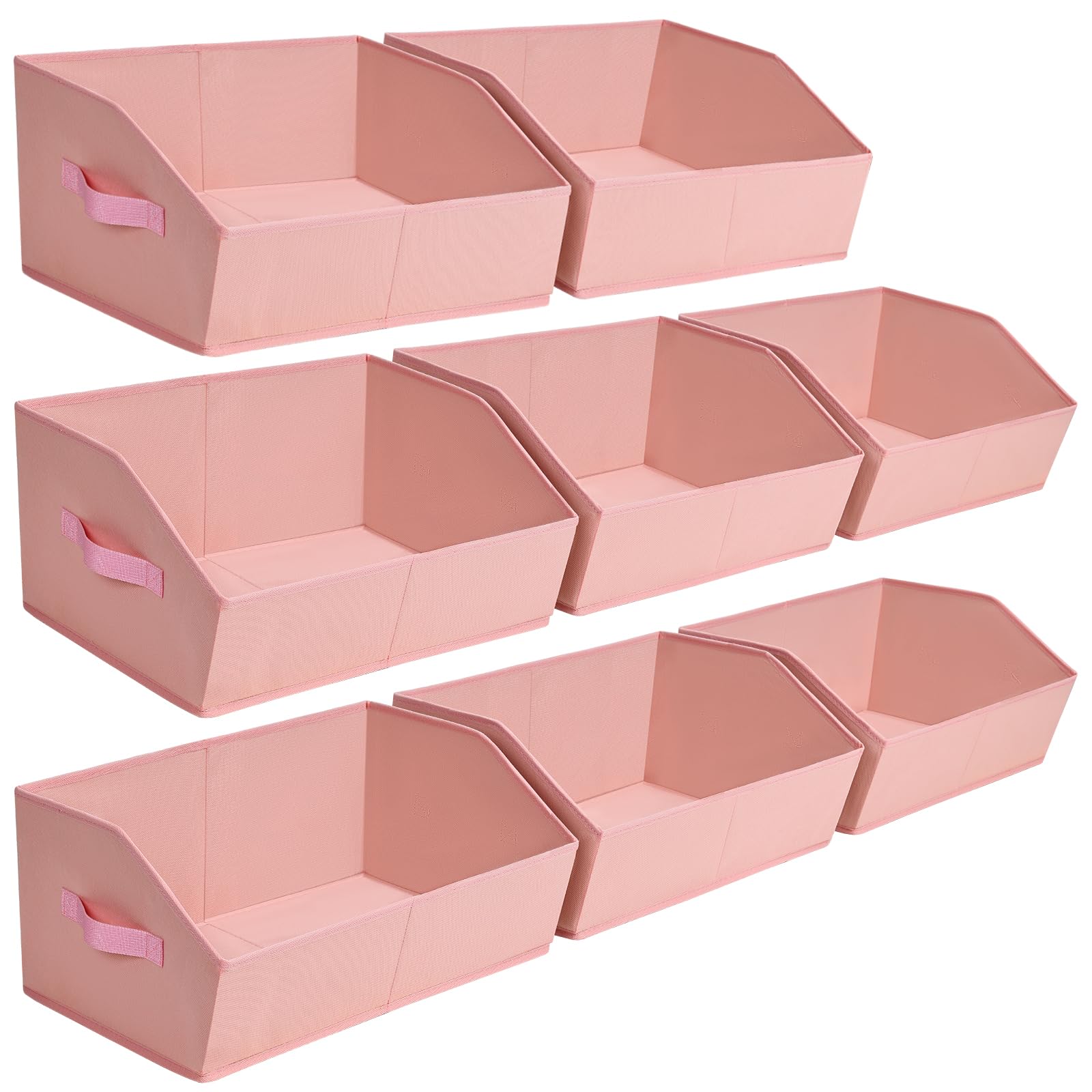 Closet Organizers Bins 6 Packs - Large Closet Shelf Organizer with Handles, Fabric Trapezoid Storage Bins, Collapsible Storage Cubes for Clothes, Towels, Light Gray