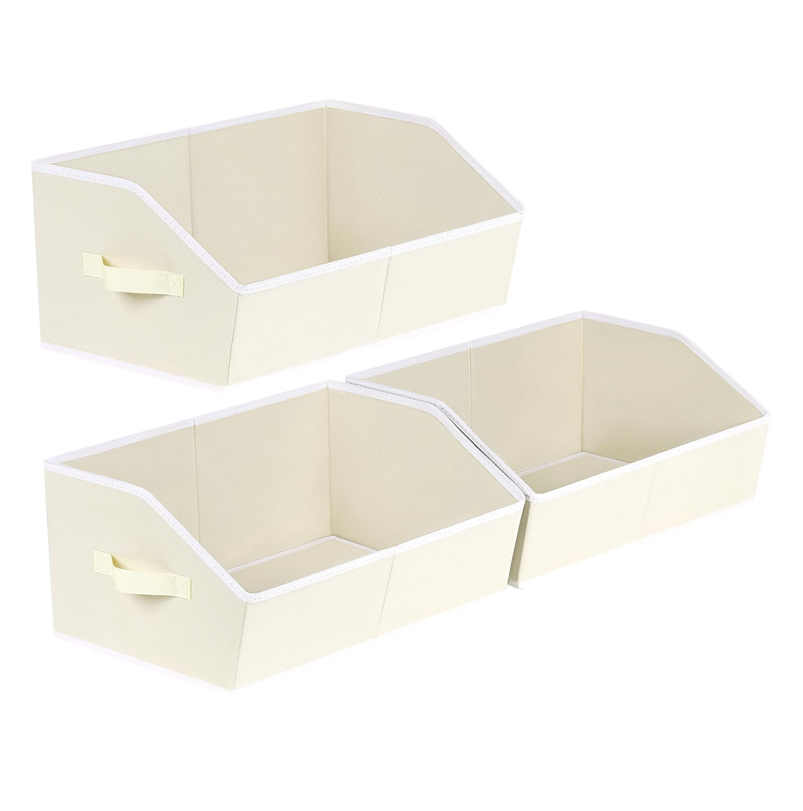 Closet Organizers Bins 6 Packs - Large Closet Shelf Organizer with Handles, Fabric Trapezoid Storage Bins, Collapsible Storage Cubes for Clothes, Towels, Light Gray