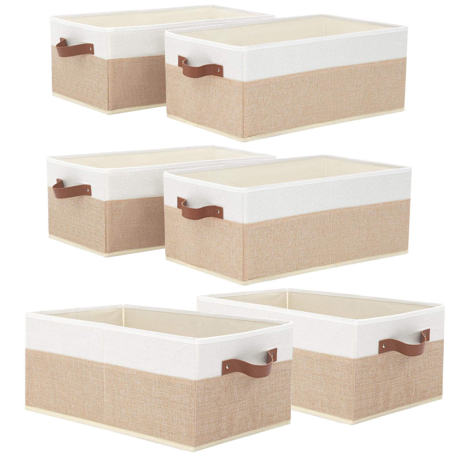 3 Pack Large Capacity Storage Bins Closet Organizer for Shelves, Fabric Closet Storage Baskets Boxes with Leather Handles for Organizing Clothes, Sheets, Jeans, Toys, Books (Green)