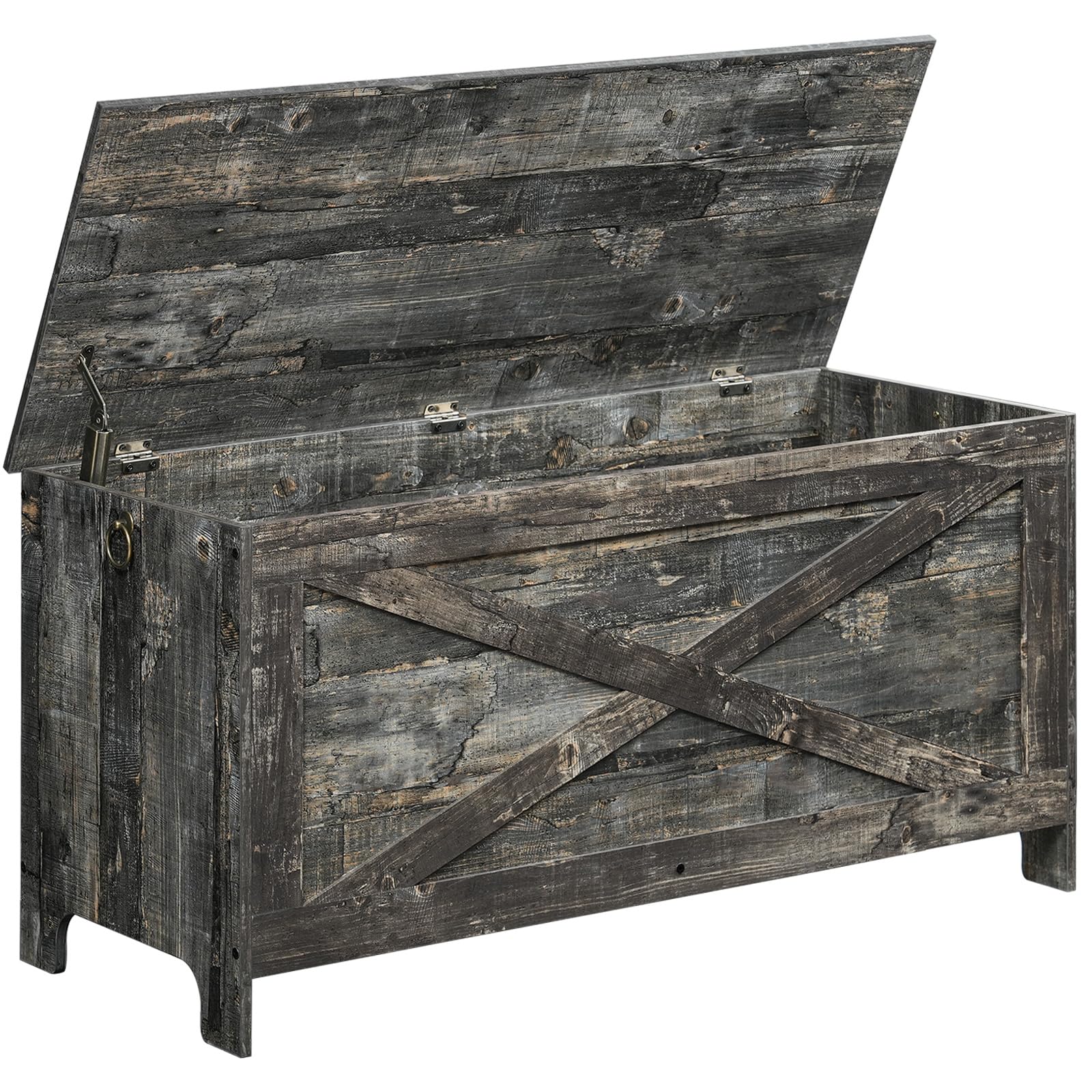 39.4" Toy Chest, Sturdy Entryway Storage Chest with Safety Hinges, Retro Toy Box, Wooden Look Accent Furniture for Living Room, Bedroom, White SCWT48101Z1