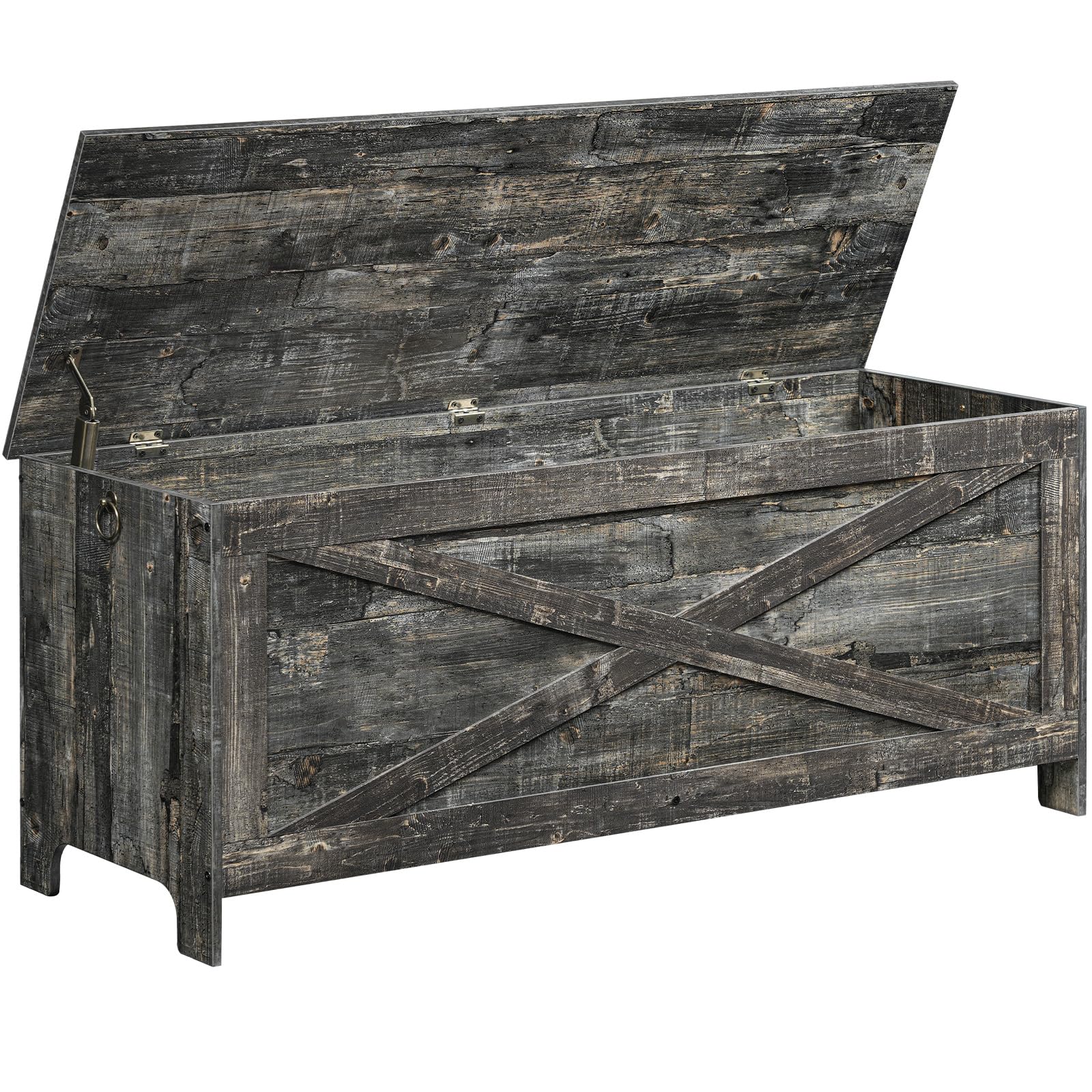 39.4" Toy Chest, Sturdy Entryway Storage Chest with Safety Hinges, Retro Toy Box, Wooden Look Accent Furniture for Living Room, Bedroom, White SCWT48101Z1