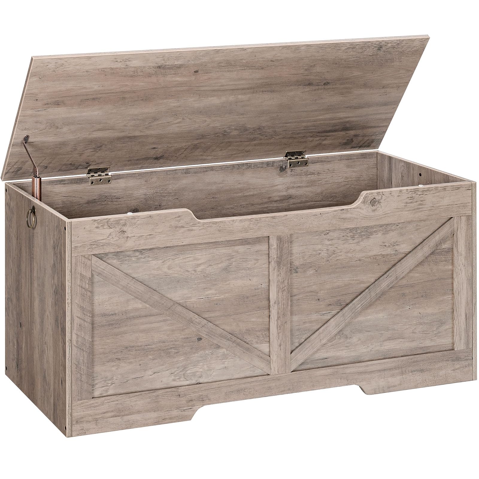 HOOBRO Storage Bench, 39.4” Retro Wooden Storage Chest with U-Shaped Cut-Out Pull, Safety Hinge, Supports 220 lb and Easy Assembly for Toy Box Organizer (Rustic Brown) BF771CW01
