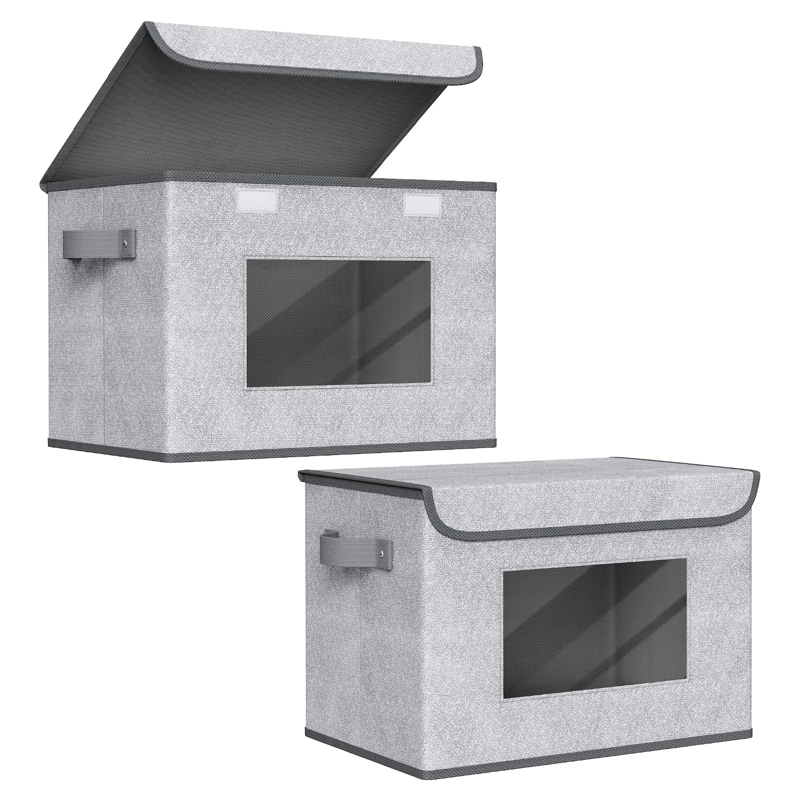 Univivi Fabric Foldable Storage Boxes [4-Pack] Large Collapsible Stackable Storage Bins with Lids, Closet Organizers and Storage Cube Basket for Home, Office, Bedroom (Gray, 17“ x 12” x 12")