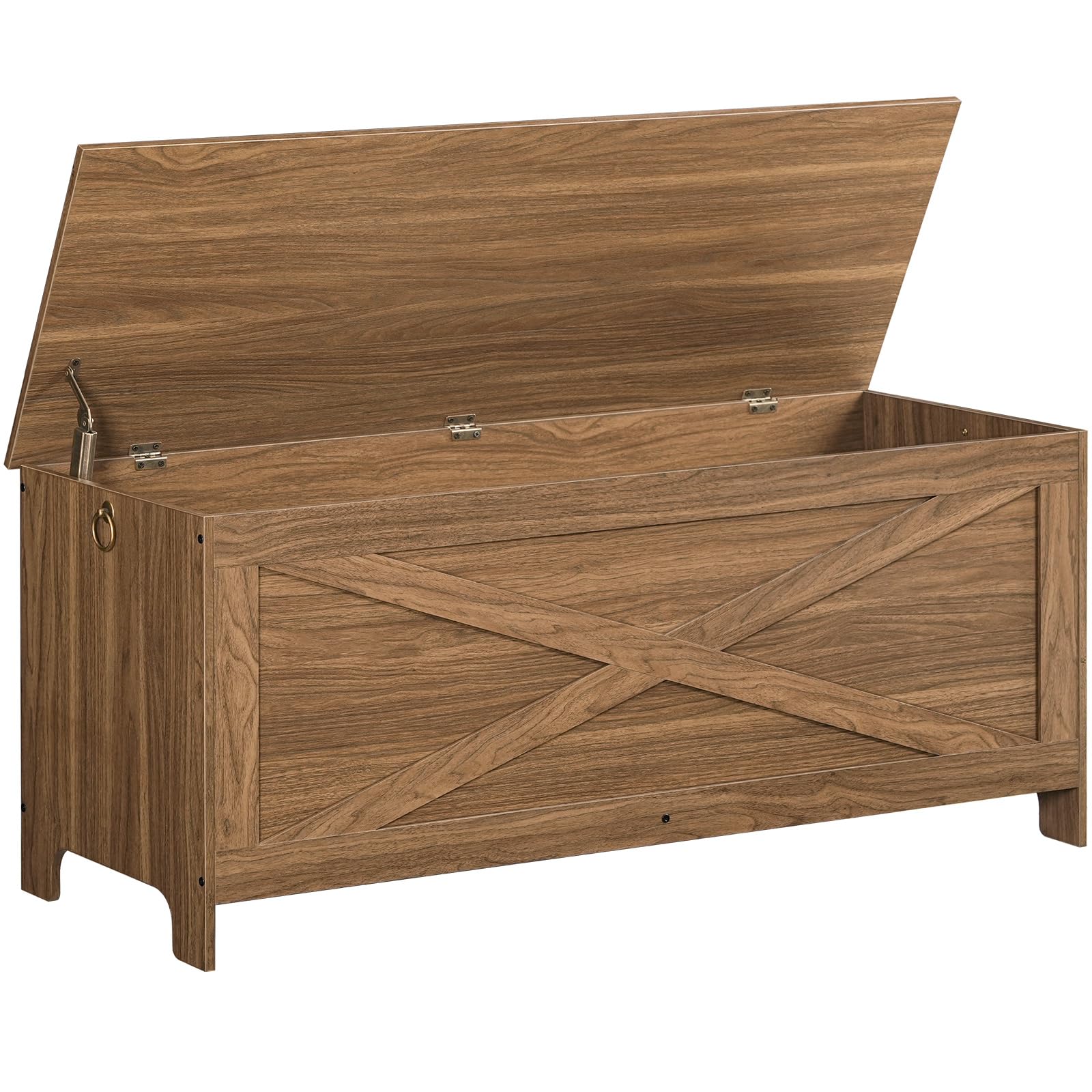 39.4" Toy Chest, Sturdy Entryway Storage Chest with Safety Hinges, Retro Toy Box, Wooden Look Accent Furniture for Living Room, Bedroom, White SCWT48101Z1