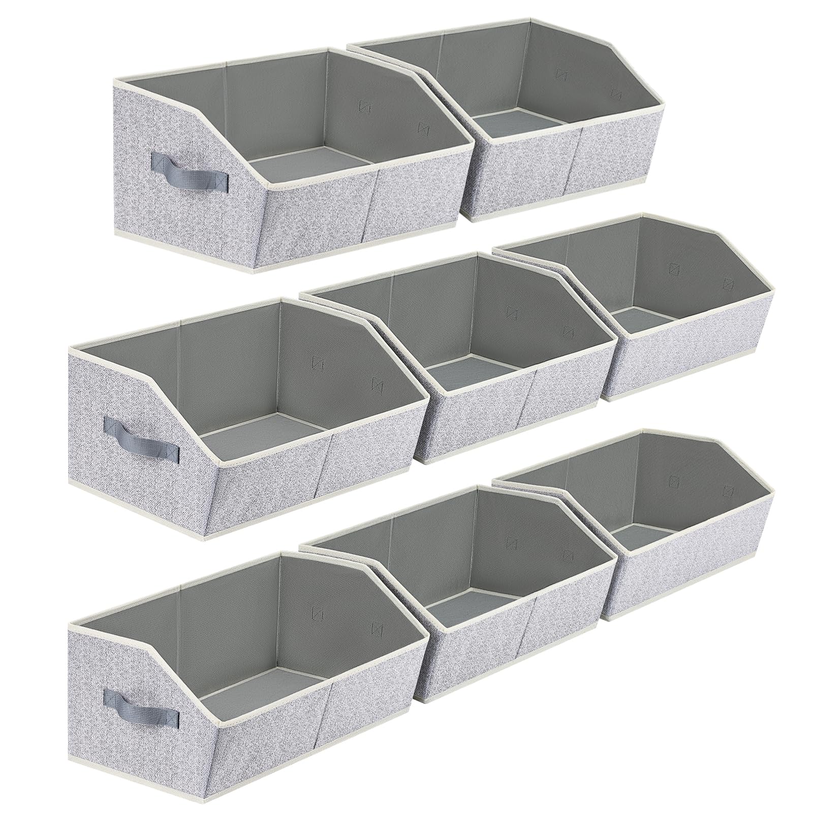 Closet Organizers Bins 6 Packs - Large Closet Shelf Organizer with Handles, Fabric Trapezoid Storage Bins, Collapsible Storage Cubes for Clothes, Towels, Light Gray