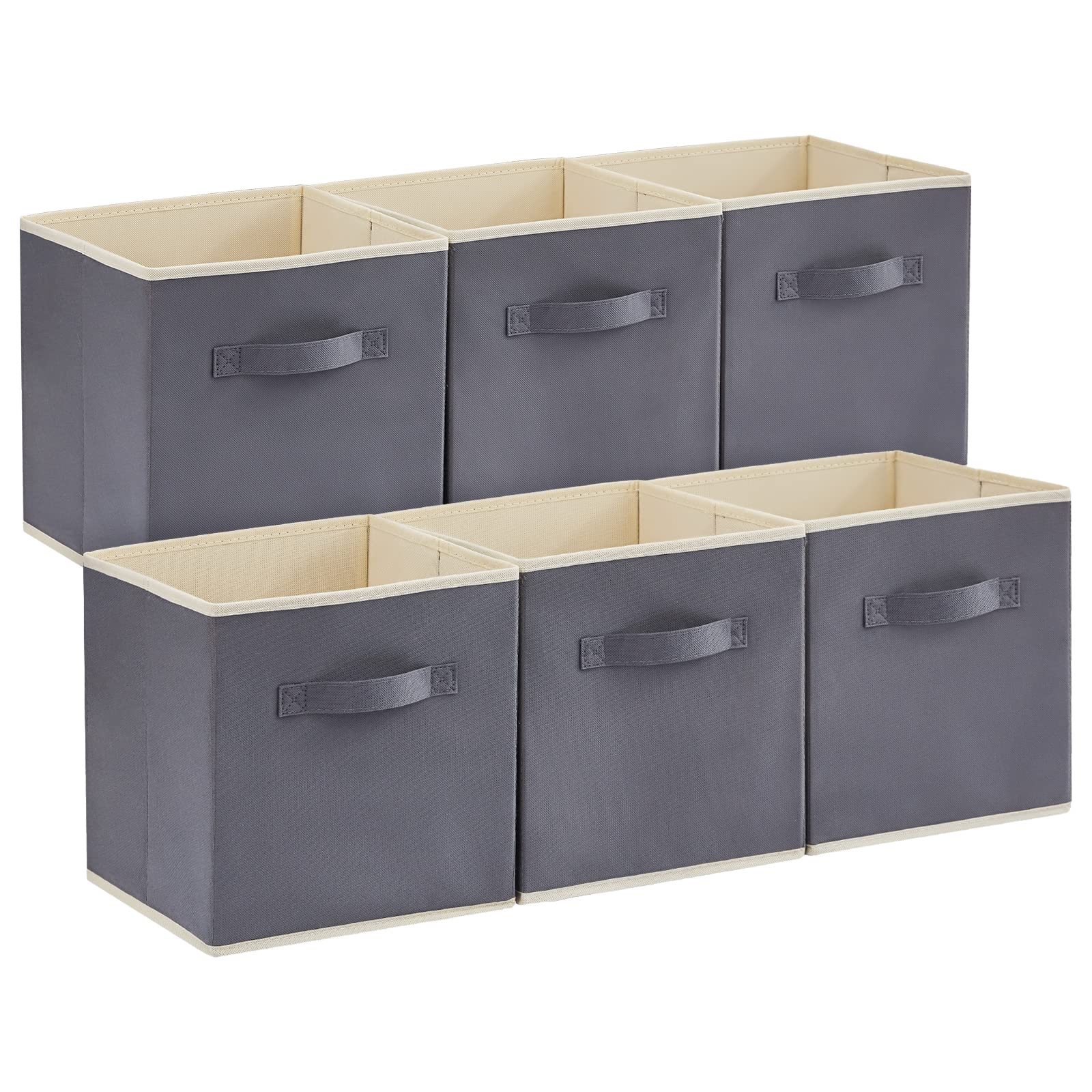 Lifewit Storage Cubes, Foldable Decorative Fabric Storage Baskets for Organizing Home Organizers with Handles for Shelves, Closet, 11 Inch Bins, 18L Gray, 12 Packs