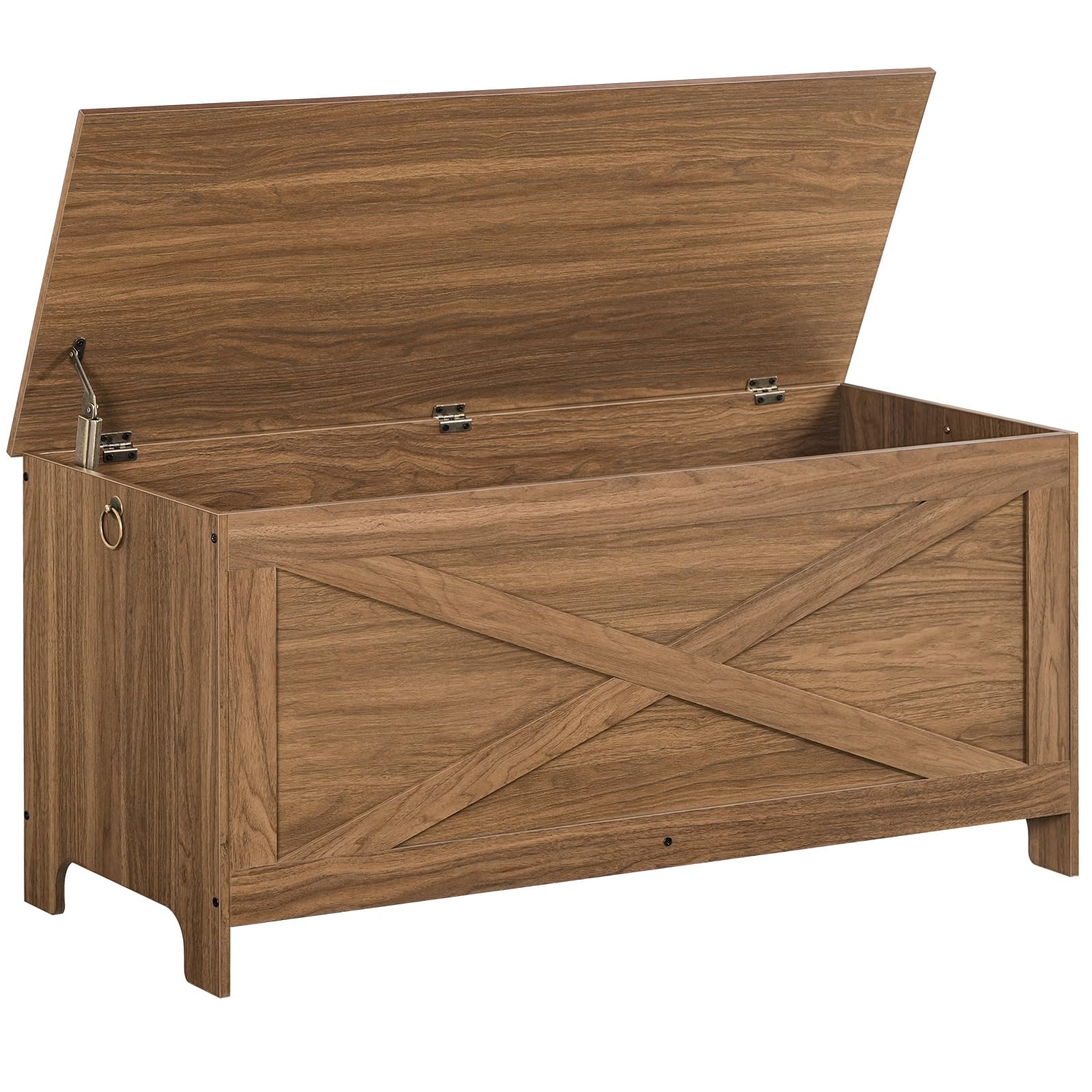 39.4" Toy Chest, Sturdy Entryway Storage Chest with Safety Hinges, Retro Toy Box, Wooden Look Accent Furniture for Living Room, Bedroom, White SCWT48101Z1