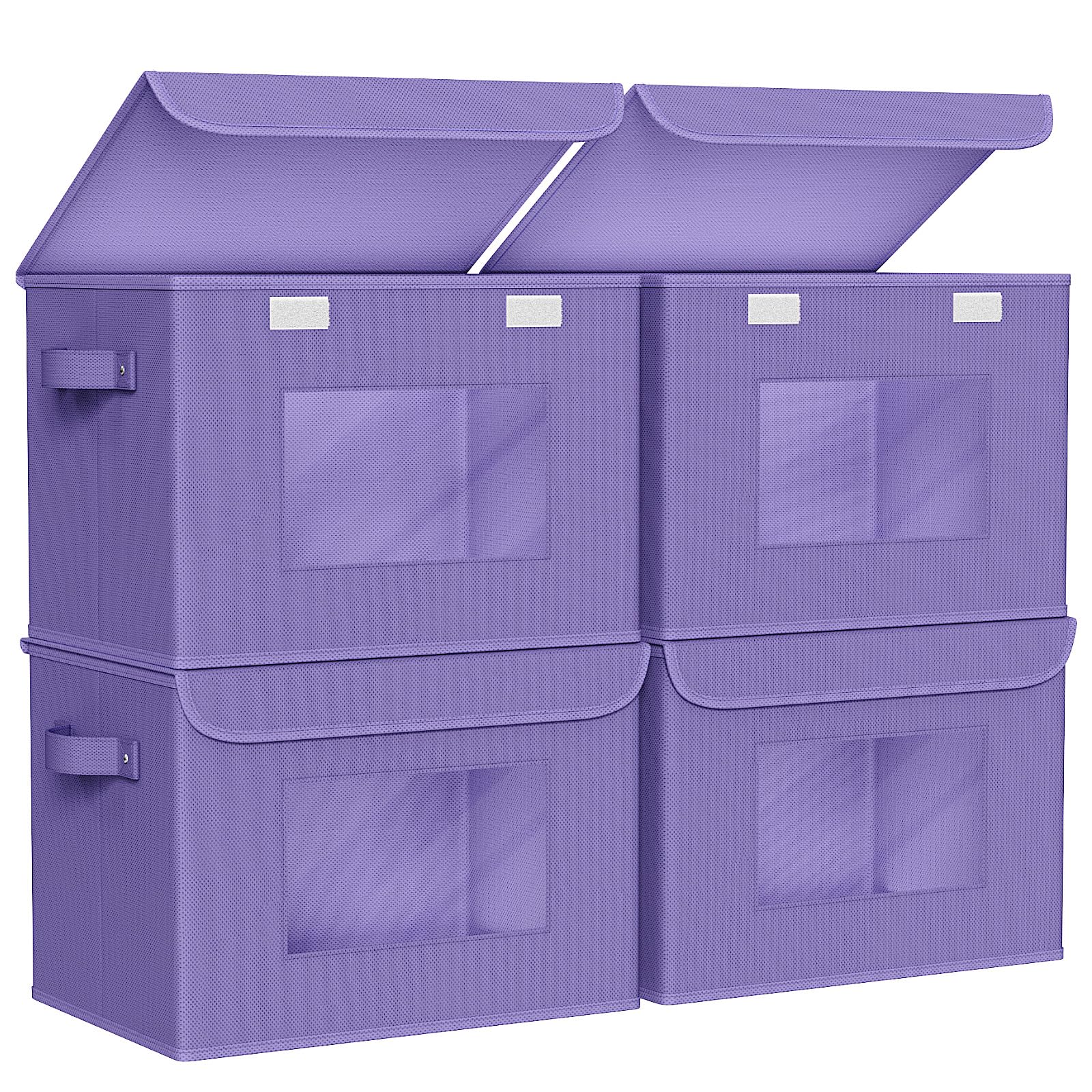 Univivi Fabric Foldable Storage Boxes [4-Pack] Large Collapsible Stackable Storage Bins with Lids, Closet Organizers and Storage Cube Basket for Home, Office, Bedroom (Gray, 17“ x 12” x 12")